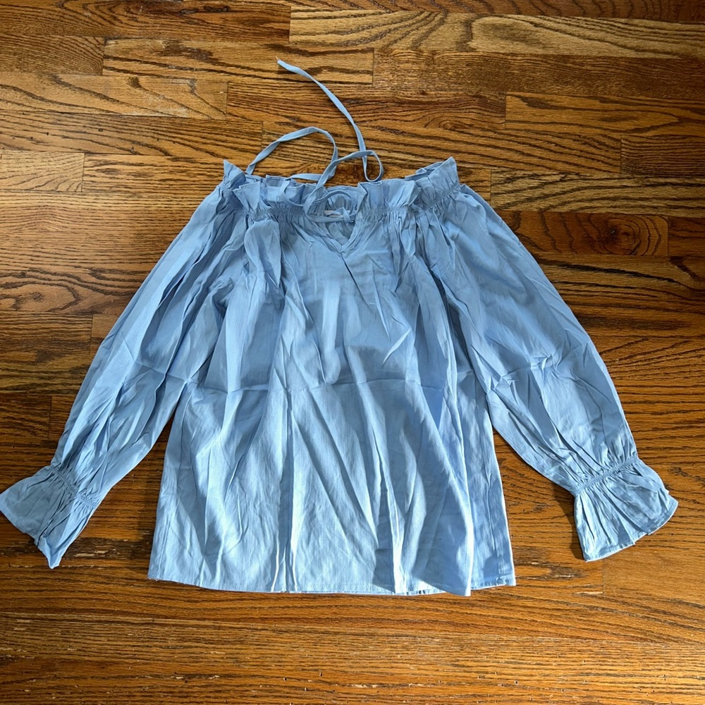 Sky Blue Off-Shoulder Blouse
